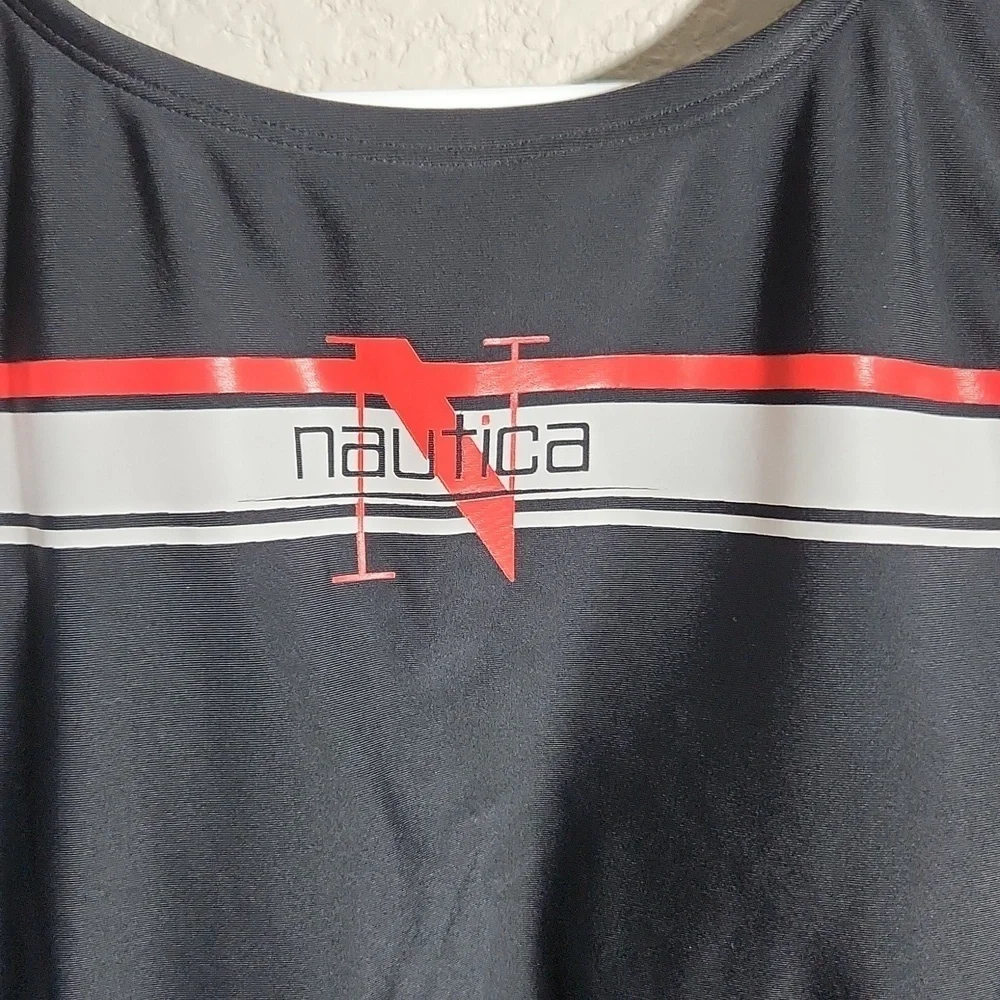 Neutica Swimsuit Womens Full Piece Size L Bathing Suit Navy Black Red White Bra